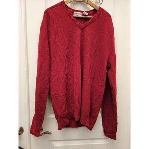 VTG Piccadilly Mens 2XL Tall Red V-Neck Sweater 100% Australian Lambswool XLT